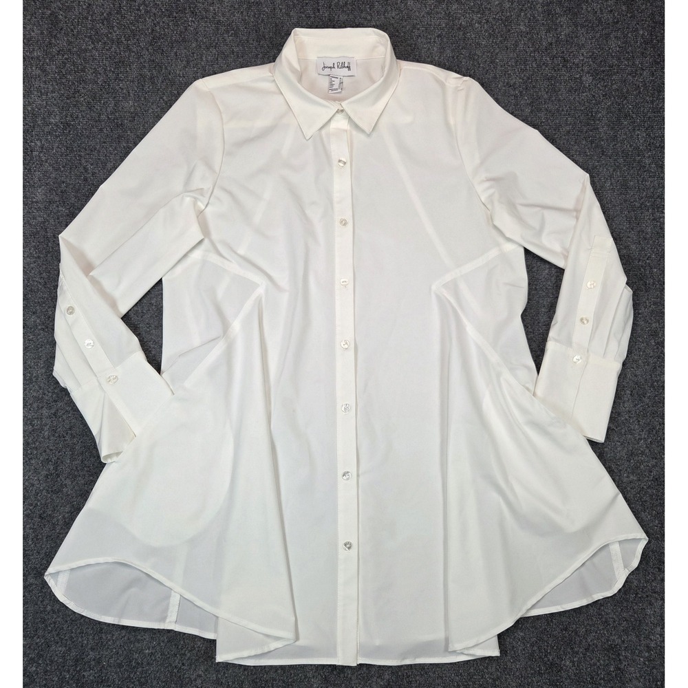 Joseph Ribkoff Poplin Shirt Womens 10 White Button Front & Back